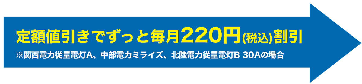 定額値引きでずっと毎月220円（税込）割引